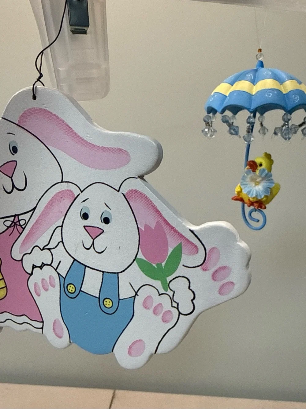 Easter Decor Bundle bunny and chick hanging decor vintage painted cute beaded